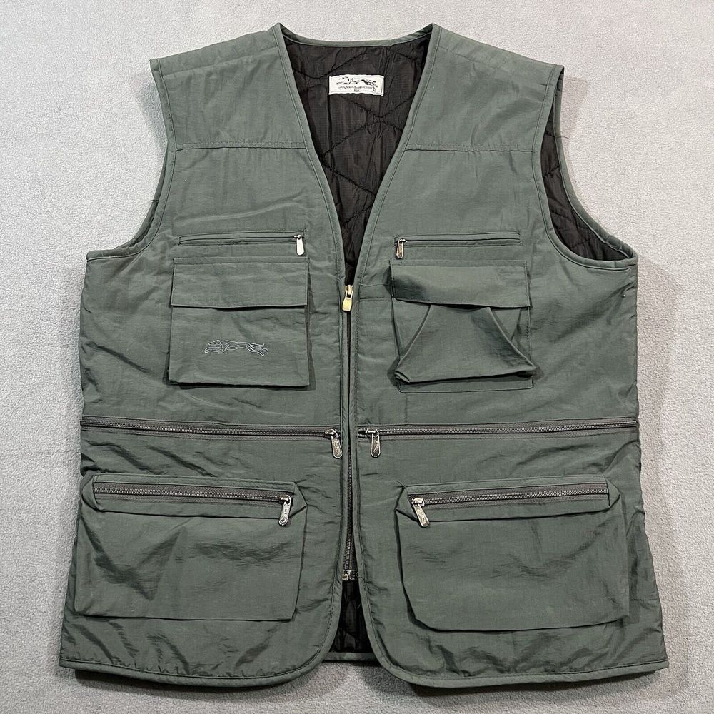 Greyhound Collection Vest Mens XL‎ Gray Insulated Quilted Fishing Pockets Travel